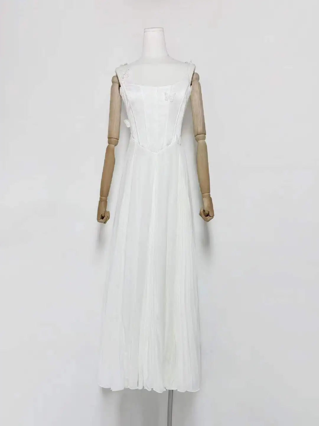 Butterfly Applique Corset Chiffon Maxi Dress