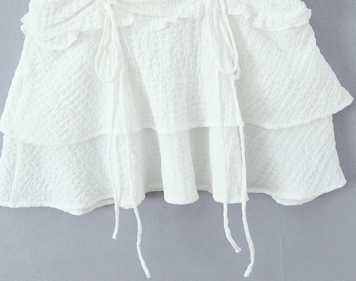Ruffled Ruched Tiered Mini Dress