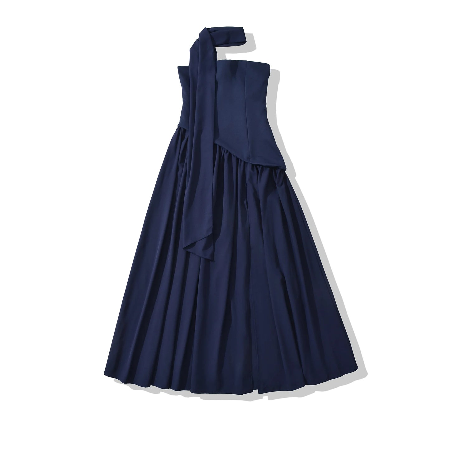 Solid Strapless Sleeveless with Binding Tape Split Party Dress