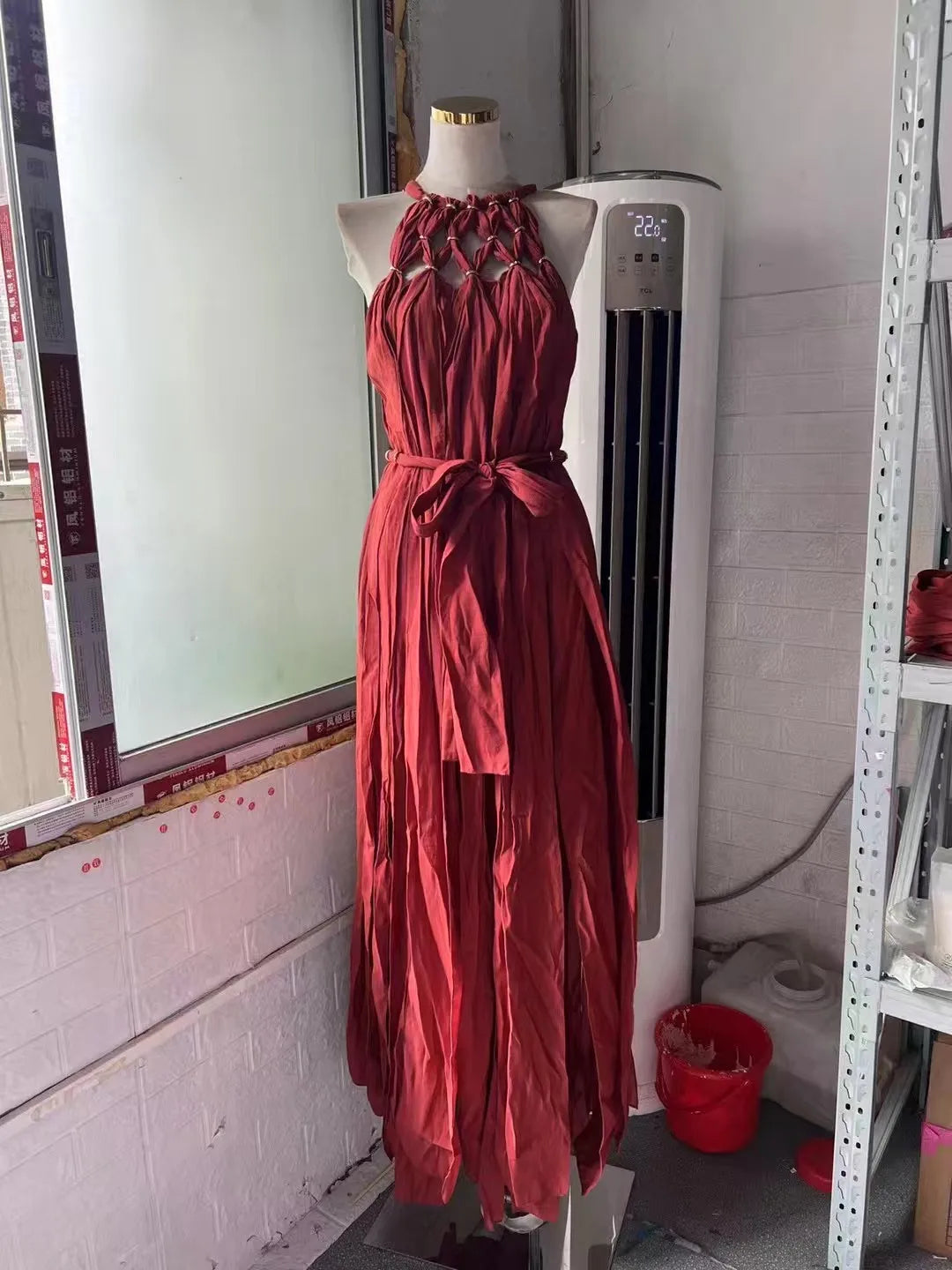 Sleeveless Vintage Loose Solid Long Vocation Holiday Dress