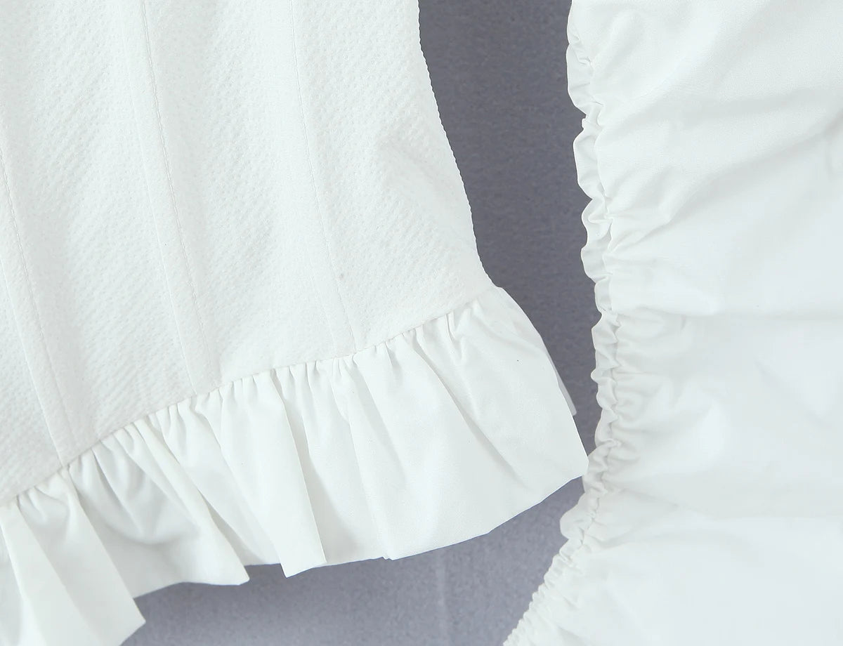 Puff Sleeve Backless Corset Crop Top