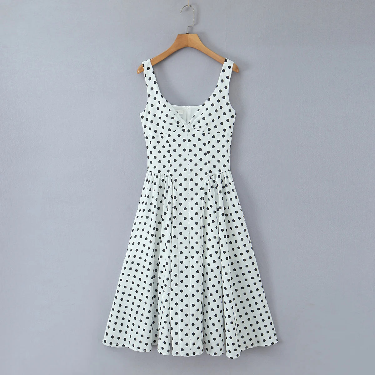 Retro Polka Dot Sweetheart Fit-and-Flare Midi Dress