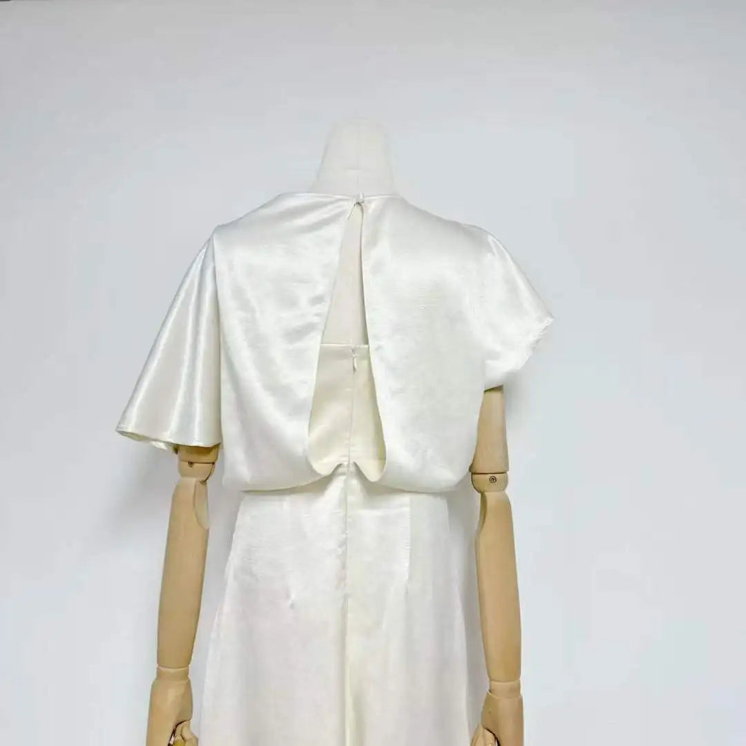 Satin Cowl Neck Ruched Waist Maxi Dress