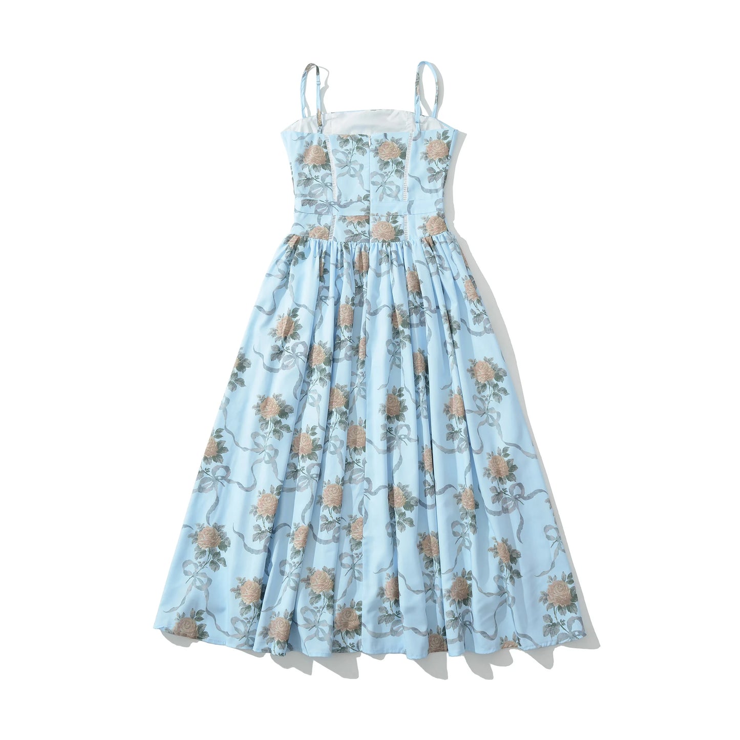 Floral Rose Print Corset Bust Midi Dress