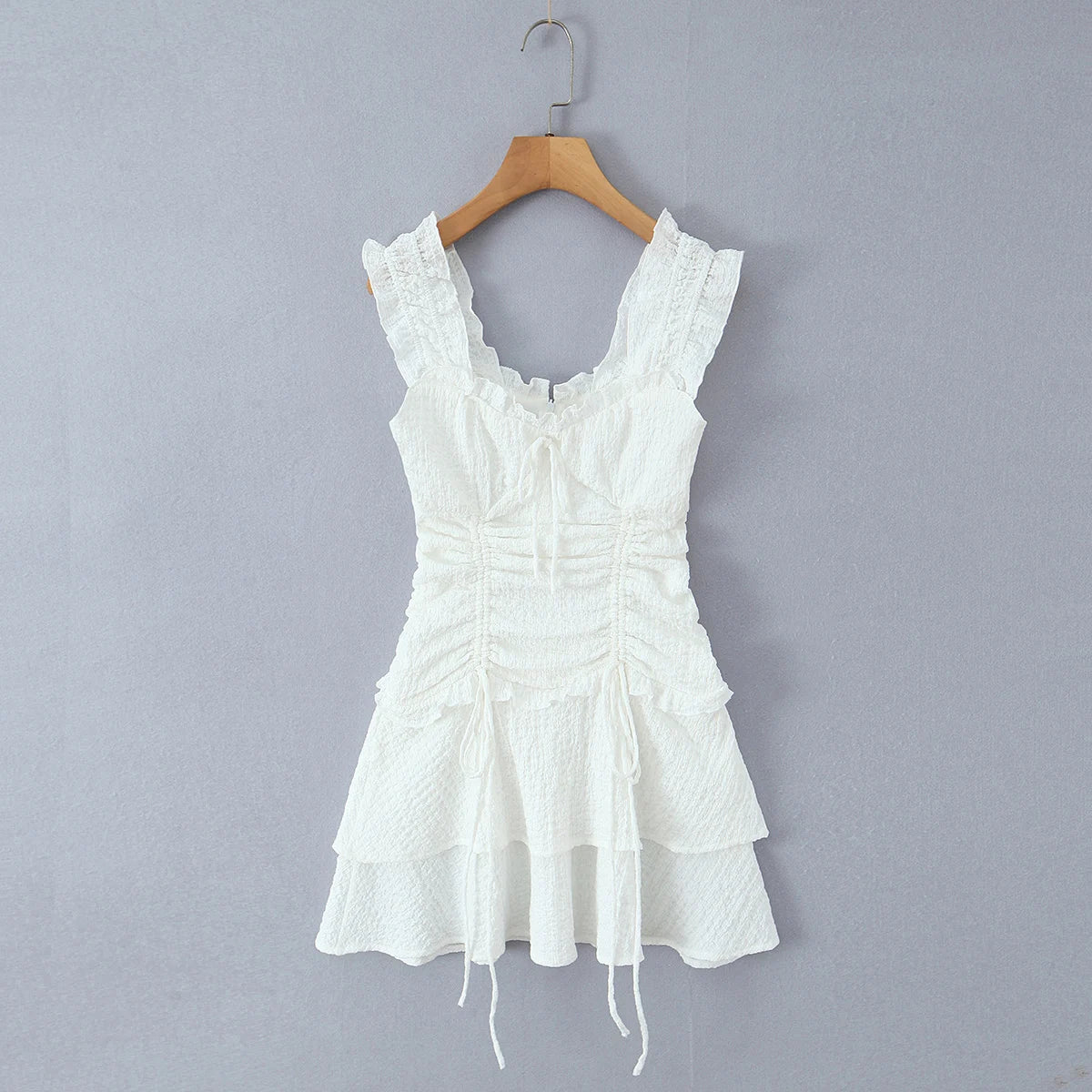 Ruffled Ruched Tiered Mini Dress