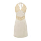 Slim Solid Neck-mounted Lace Sleeveless Patchwork Dress