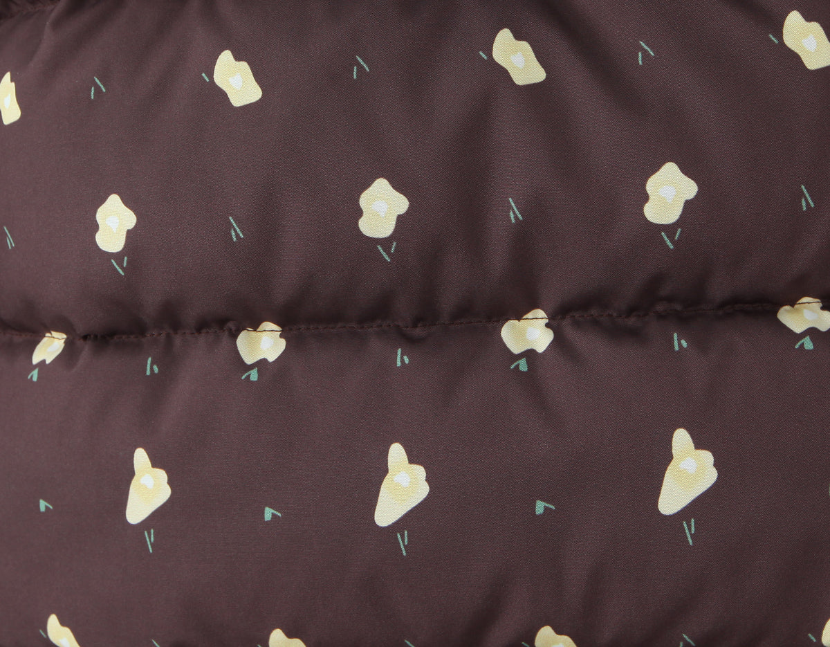 Hooded Flower Printed Women's Cotton Coat