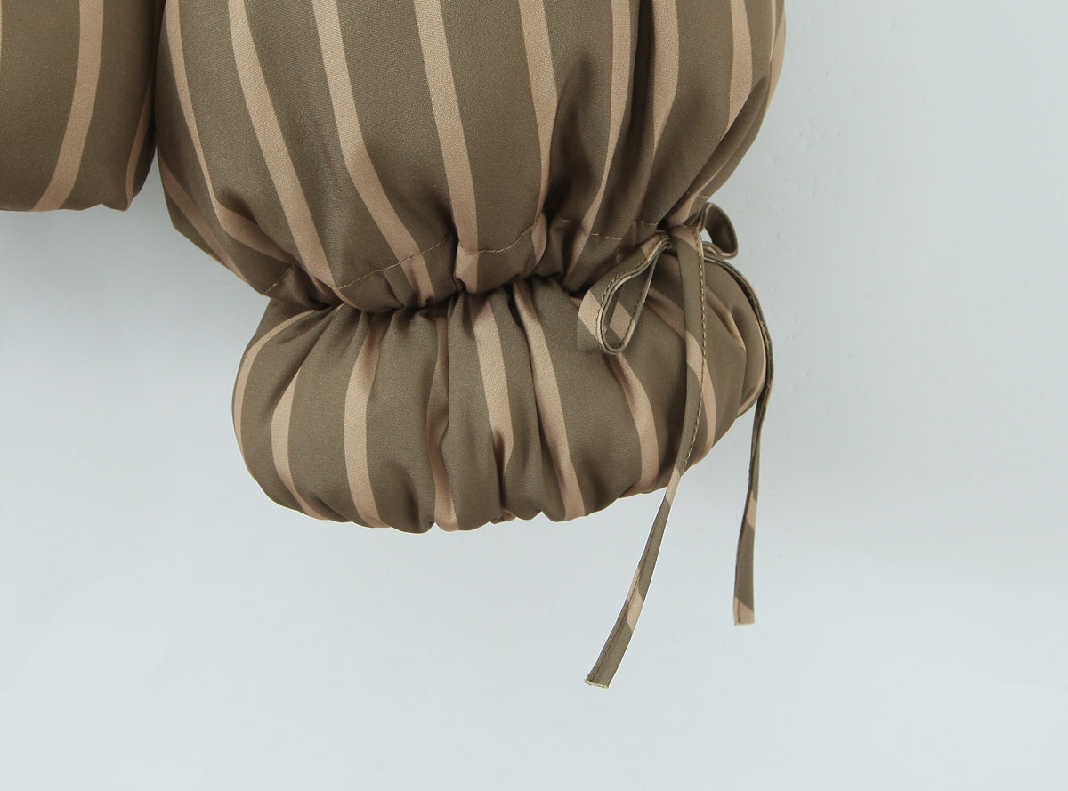 Loose Elegant Stree Jacket Lace Up Long Sleeve Stand-Up Collar Cotton Coats