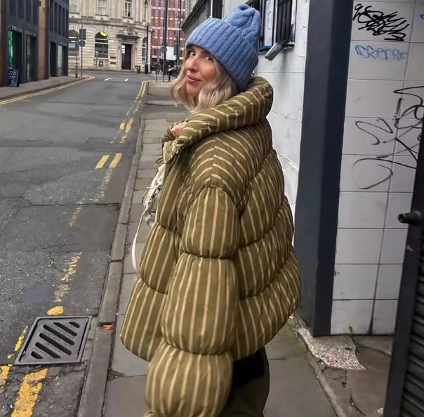 Loose Elegant Stree Jacket Lace Up Long Sleeve Stand-Up Collar Cotton Coats