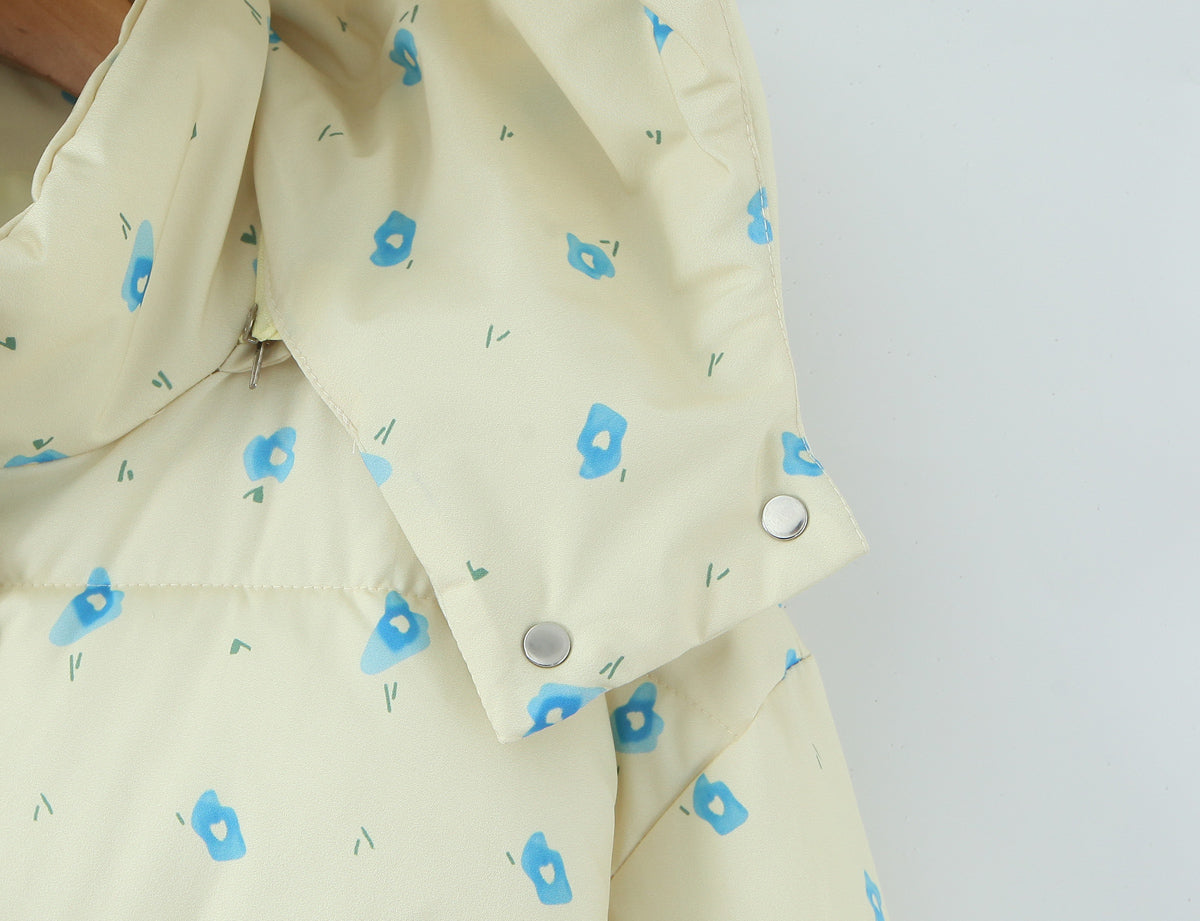 Loose Hooded Floral Cotton Quilted Casual Jacket Winter Coat