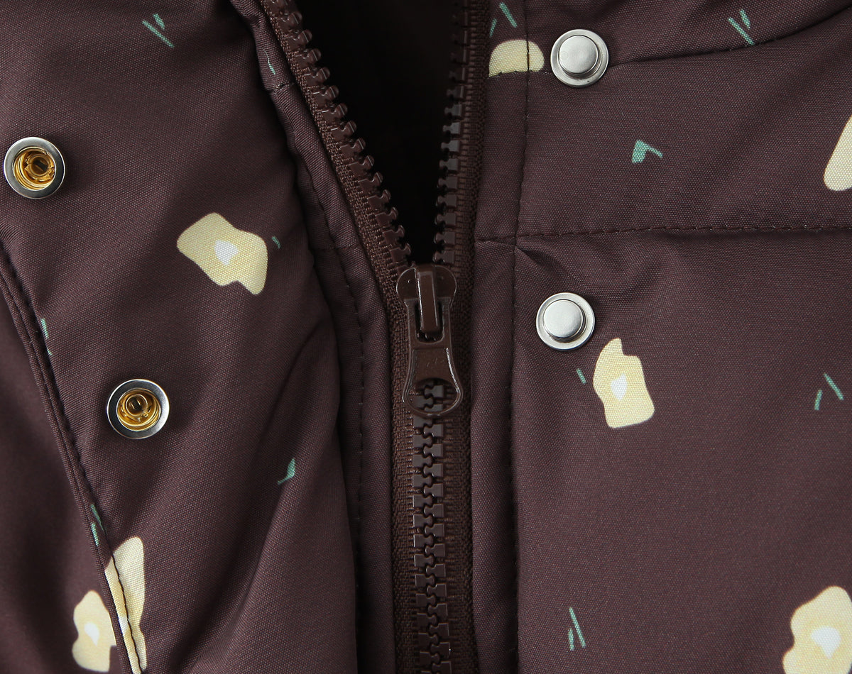 Hooded Flower Printed Women's Cotton Coat