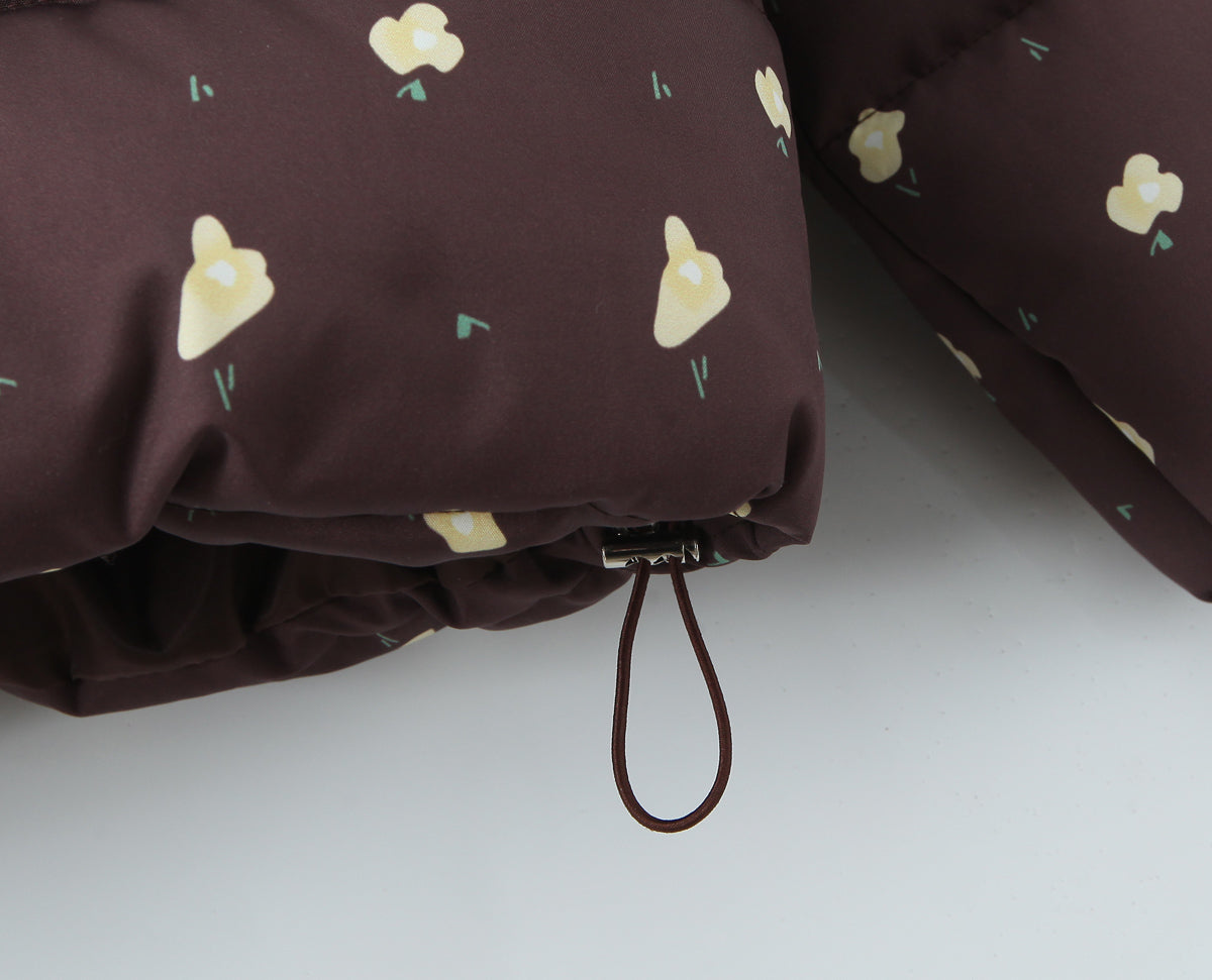 Hooded Flower Printed Women's Cotton Coat