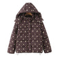 Hooded Flower Printed Women's Cotton Coat