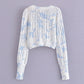 Cardigan Tie-dyed Long Sleeve V-neck Women Sweaters