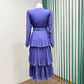 V-neck Long Sleeve Ruffled Elegant Dress