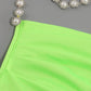 V-neck Sleeveless Solid Green Vocation Split Asymmetric Dress