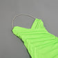 V-neck Sleeveless Solid Green Vocation Split Asymmetric Dress