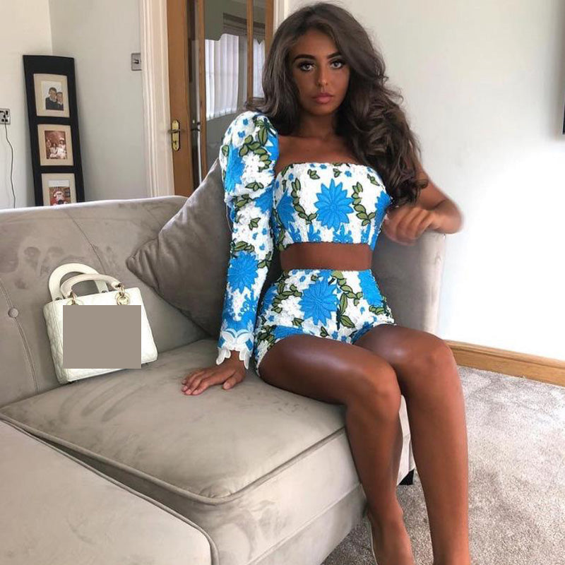Off The Shoulder Sexy Top and Shorts Lace Promo Lady Women Sets