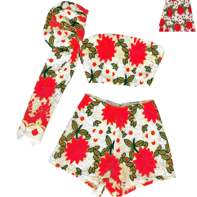 Off The Shoulder Sexy Top and Shorts Lace Promo Lady Women Sets