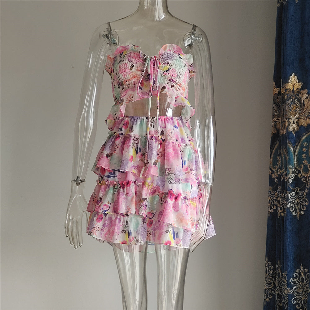Ruffled Sexy Backless Mini Dress