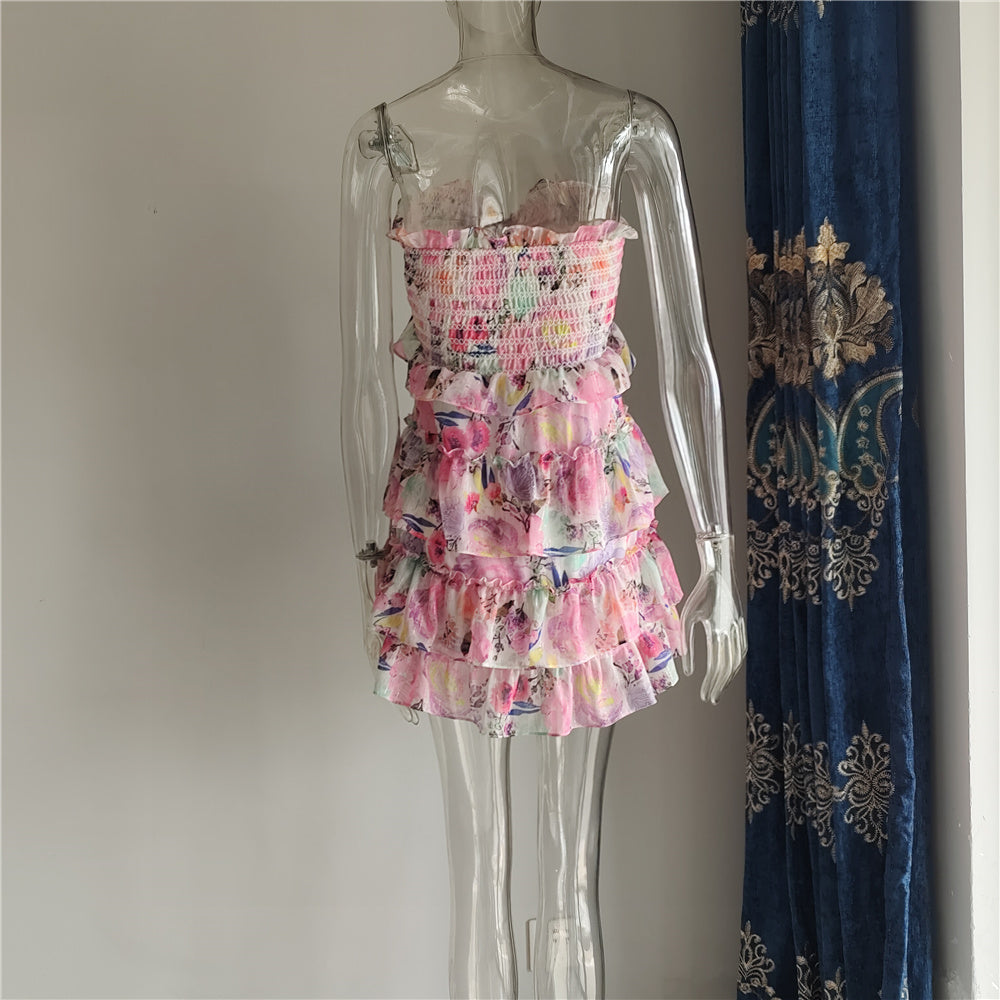 Ruffled Sexy Backless Mini Dress