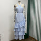 Halter Plaid Print Sleeveless Ruffled Fashion Asymmetric Long Dress