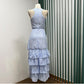 Halter Plaid Print Sleeveless Ruffled Fashion Asymmetric Long Dress