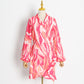 Colorful Floral Print V-neck Long Sleeve High Waist Mini Dress