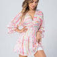 Long Sleeve Sexy V-neck Ruffled A-line Playsuit with Headband