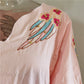 Women V-neck Cotton Patchwork Embroidery Long Sleeve Mini Dress