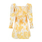 Women Yellow Violet Mini Dress
