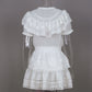 Short Sleeve White Lace Patchwork  Mini Dress