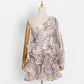 One-shoulder Sexy Women Print Ruffled Mini Dress