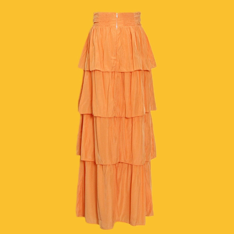 Sexy Top and High Waist Ruffled Layer Skirts Sets