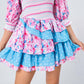 Square Neck Smocked Mixed Floral Prints Ruffled Women Holiday Dress