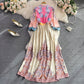 Vintage Print Palace Women Long Sleeve Ladies Party Long Dress