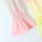 Long Sleeve V-neck Colorful Ruffled A-line Mini Dress