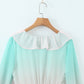 Long Sleeve V-neck Colorful Ruffled A-line Mini Dress