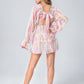 Long Sleeve Sexy V-neck Ruffled A-line Playsuit with Headband